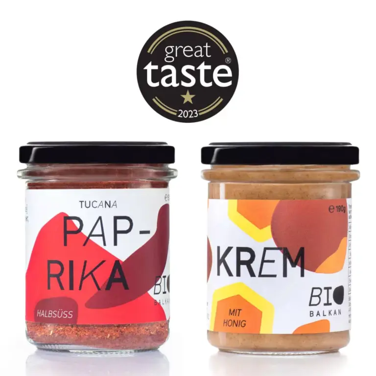Sterne für die BioBalkan Produkte Paprika und Krem mit Honig beim Great Taste Award 2023