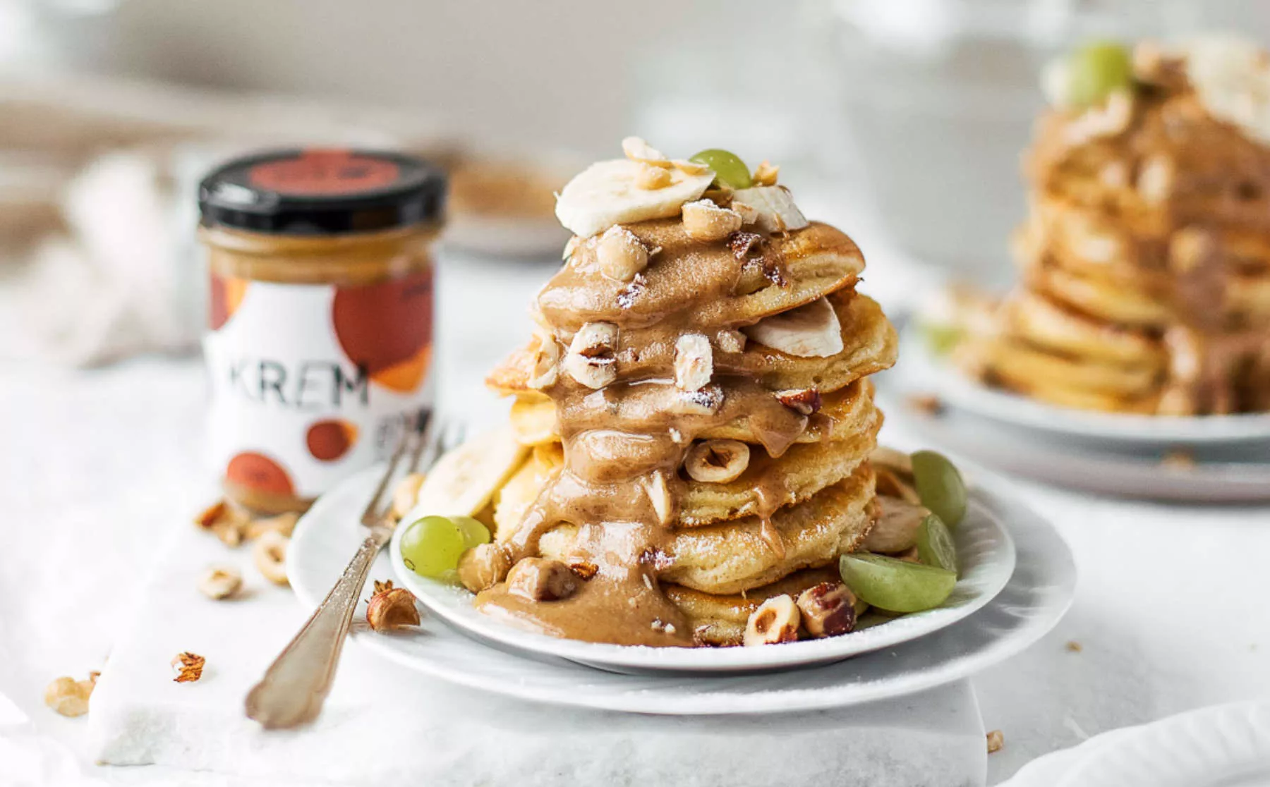 Pancakes mit dem Haselnussmus Krem pur