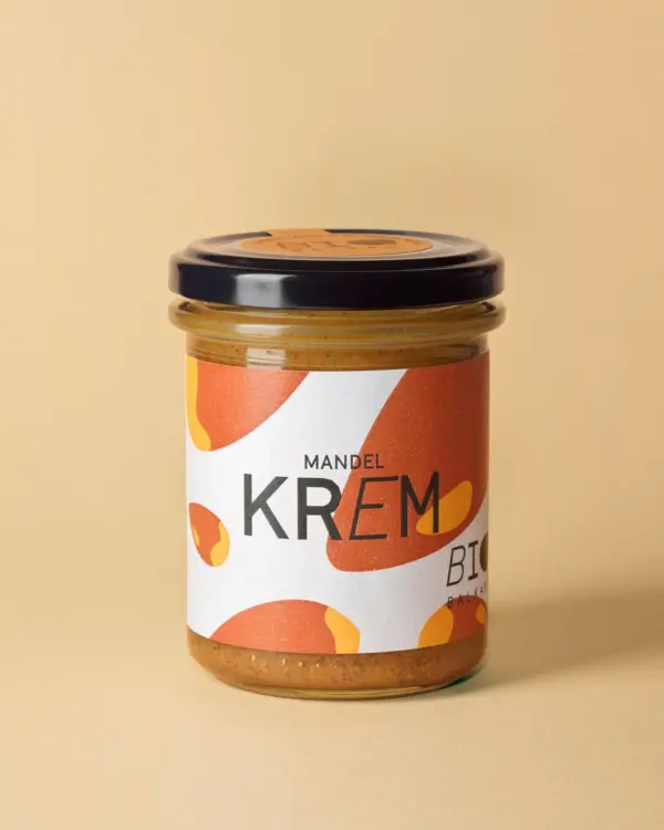 Bio Mandel Krem pur, ein Mandelmus, im 190 Gramm Glas von BioBalkan