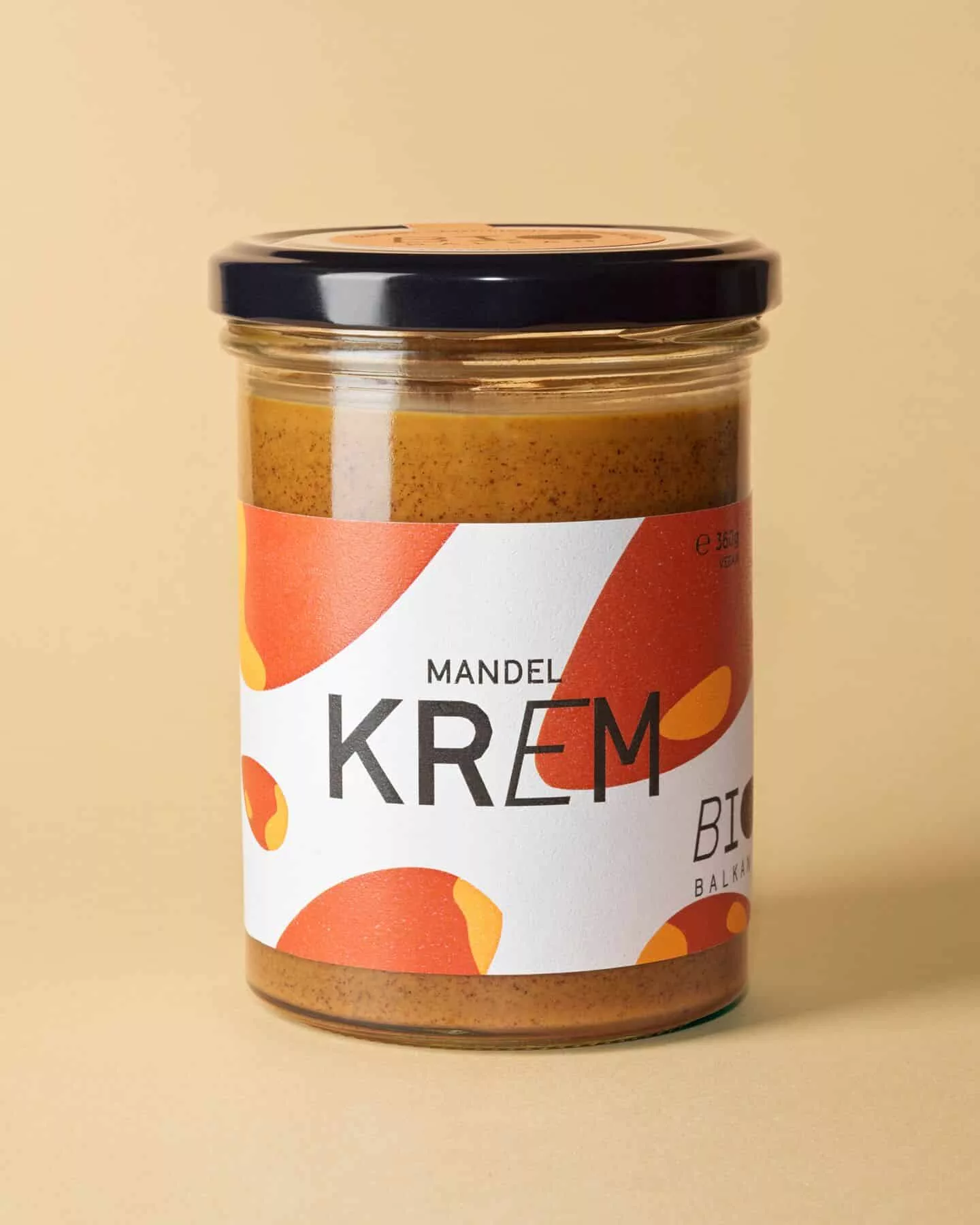 Bio Mandel Krem pur, ein Mandelmus, im 380 Gramm Glas von BioBalkan